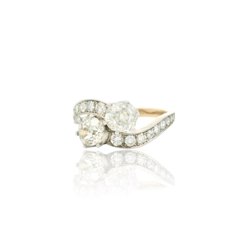 Bague 54 Bague Toi & moi en or jaune et blanc 18k et diamants 58 Facettes