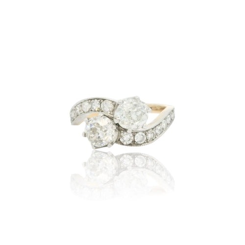 Bague 54 Bague Toi & moi en or jaune et blanc 18k et diamants 58 Facettes