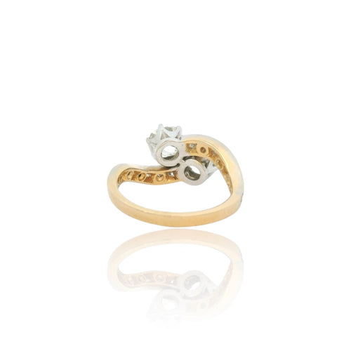 Bague 54 Bague Toi & moi en or jaune et blanc 18k et diamants 58 Facettes