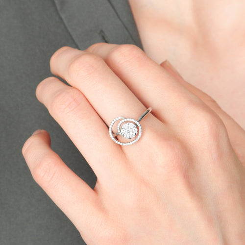 Bague 53 Spirale - Bague en or blanc et diamants 58 Facettes BO/220071
