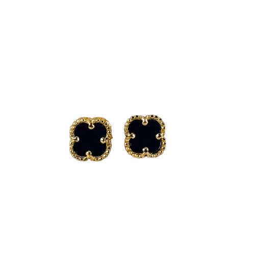 Boucles d'oreilles Boucles d’oreilles trèfles en or jaune et lapis-lazuli 58 Facettes 2602096