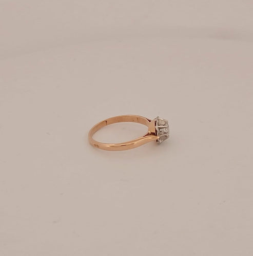 Bague 57.5 Bague en or jaune et blanc avec brillant 58 Facettes 2504810