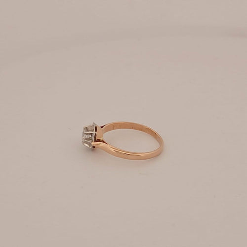 Bague 57.5 Bague en or jaune et blanc avec brillant 58 Facettes 2504810