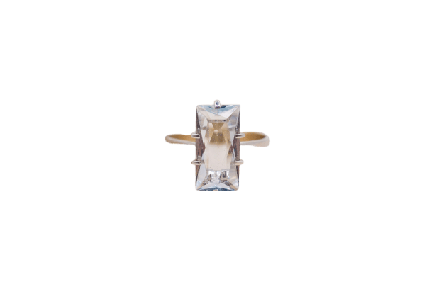 Bague 54 Bague en or blanc et jaune 18 carats et aigue-marine 58 Facettes 3987
