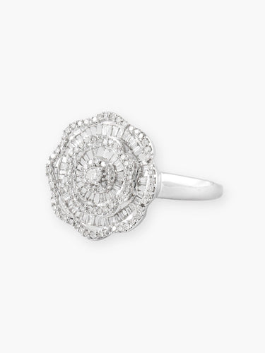 Bague 51 Fleur - Bague en or blanc diamants 58 Facettes 210032