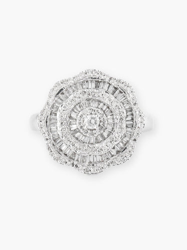 Bague 51 Fleur - Bague en or blanc diamants 58 Facettes 210032