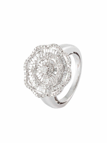 Bague 51 Fleur - Bague en or blanc diamants 58 Facettes 210032