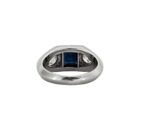 Bague 54 Bague vintage en or blanc saphir et diamants 58 Facettes BO/230003/