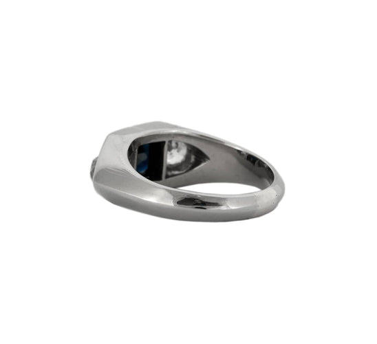 Bague 54 Bague vintage en or blanc saphir et diamants 58 Facettes BO/230003/