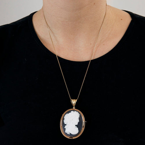 Pendentif Broche-pendentif camée en or jaune 58 Facettes BO/230042/
