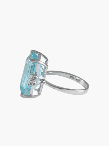 Bague 55 Bague en or blanc aigue-marine et diamants 58 Facettes BO/220025BA