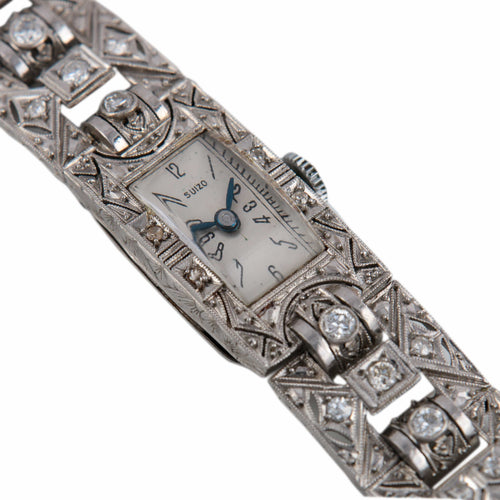 Montre Montre Art Déco en platine et diamants 58 Facettes BO/220101