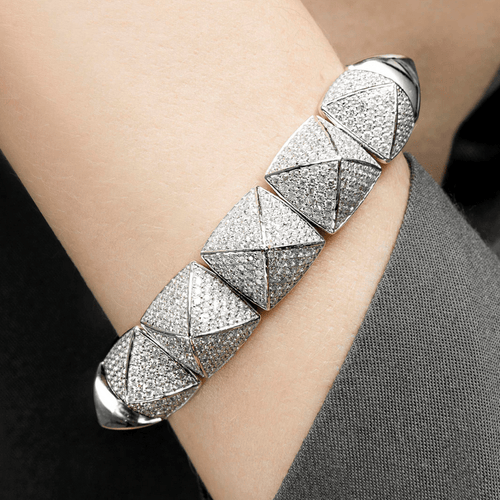 Bracelet Pyramide - Bracelet en or blanc diamants 58 Facettes 210016