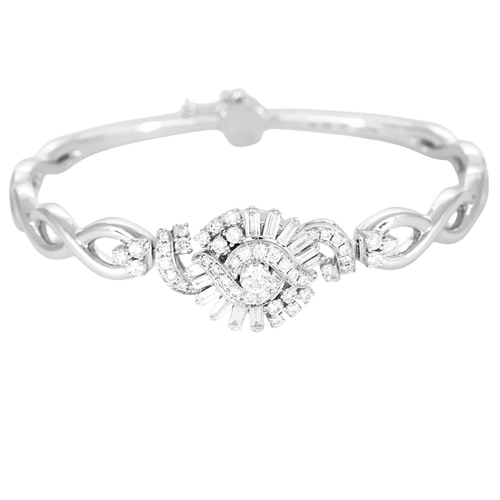 Bracelet Bracelet - Jonc torsadé en or blanc et diamants 58 Facettes BO/250007/