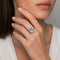 Bague 54 Bague vintage 1950s en or blanc 18 carats, aigue-marine et diamants 58 Facettes