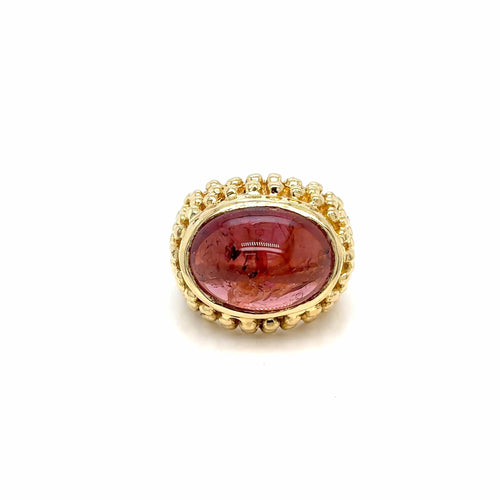 Bague 54 Bague bombe italienne années 1980 en or jaune 18 carats, tourmaline 58 Facettes