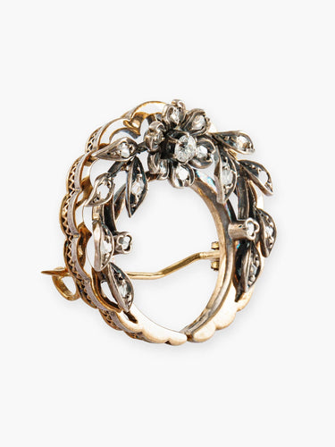 Broche Broche Fleur ancienne en or et argent, diamants 58 Facettes 170006