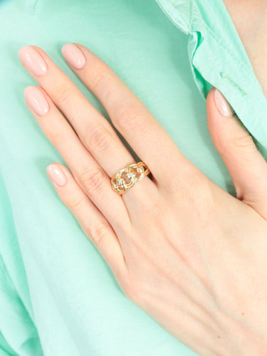 Bague 56 Maillon - Bague en or jaune et diamants 58 Facettes BO/130085