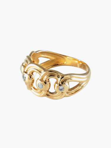 Bague 56 Maillon - Bague en or jaune et diamants 58 Facettes BO/130085