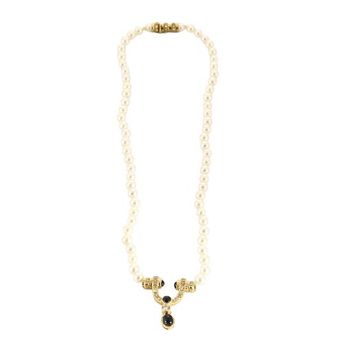 Collier Collier de perles - Collier en or jaune, diamants et saphirs 58 Facettes BO/250007