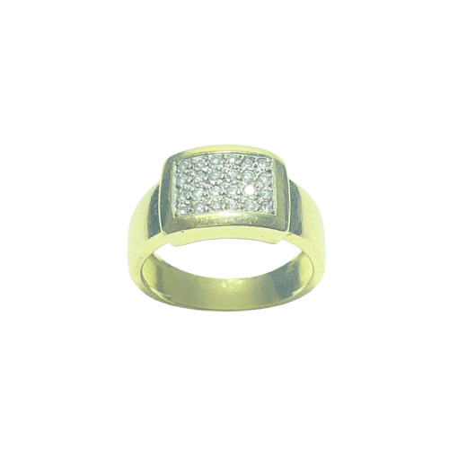 Ring Siegelring aus 18-karätigem Gelbgold und Diamanten 58 Facettes 260143