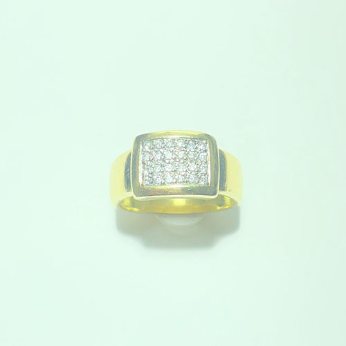 Ring Siegelring aus 18-karätigem Gelbgold und Diamanten 58 Facettes 260143