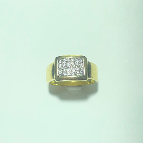 Ring Siegelring aus 18-karätigem Gelbgold und Diamanten 58 Facettes 260143