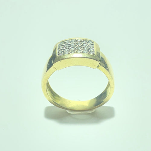 Ring Siegelring aus 18-karätigem Gelbgold und Diamanten 58 Facettes 260143