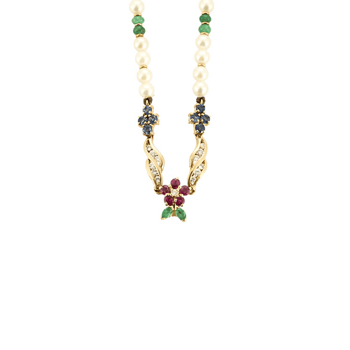Collier Collier de perles et pierres précieuses en or jaune 750/1000 58 Facettes BO/250008