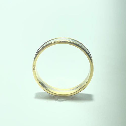 Two-tone ribbon ring in 18-carat yellow and white gold 58 Facettes 260133