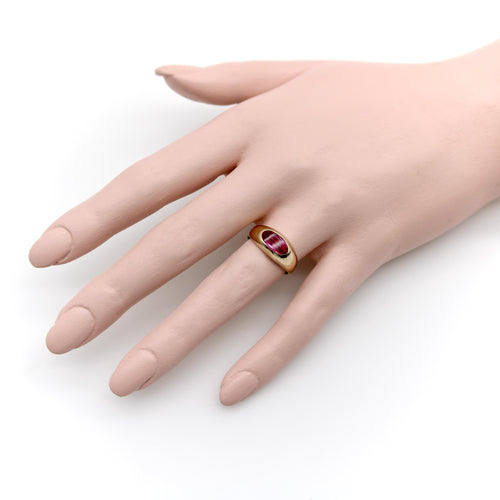 Ring 54 Retro-ring i 14K guld og syntetisk rubin 58 Facettes A2008K