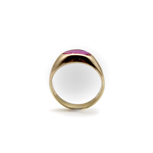 Ring 54 Retro-ring i 14K guld og syntetisk rubin 58 Facettes A2008K