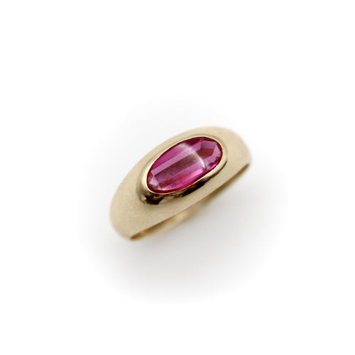 Ring 54 Retro-ring i 14K guld og syntetisk rubin 58 Facettes A2008K
