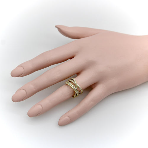 Ring 52 Krysset ring i 14K gull og mikro-pavé-diamanter 58 Facettes A2008J