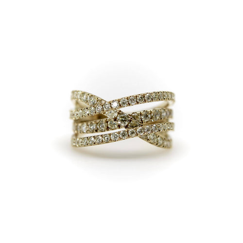 Ring 52 Krysset ring i 14K gull og mikro-pavé-diamanter 58 Facettes A2008J