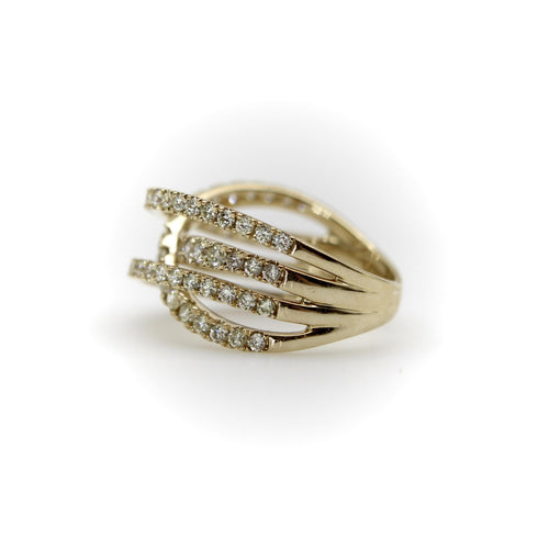 Ring 52 Krysset ring i 14K gull og mikro-pavé-diamanter 58 Facettes A2008J