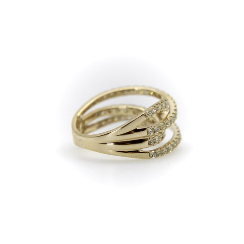 Ring 52 Krysset ring i 14K gull og mikro-pavé-diamanter 58 Facettes A2008J