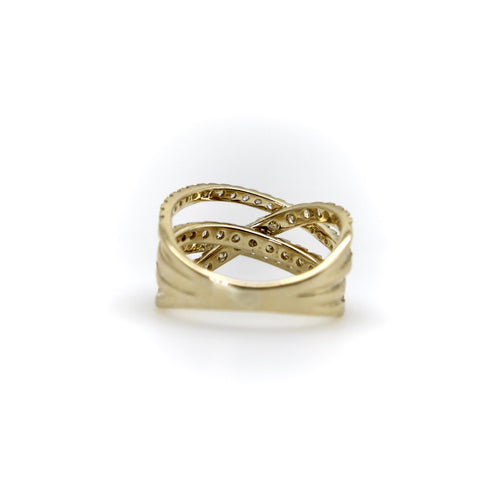Ring 52 Krysset ring i 14K gull og mikro-pavé-diamanter 58 Facettes A2008J