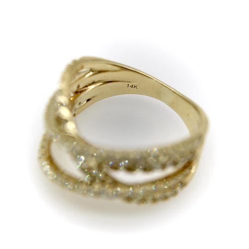 Ring 52 Krysset ring i 14K gull og mikro-pavé-diamanter 58 Facettes A2008J