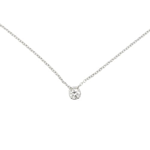 Колиe с централен диамант от бяло злато и диамант 0,18 ct 58 Facettes 39236