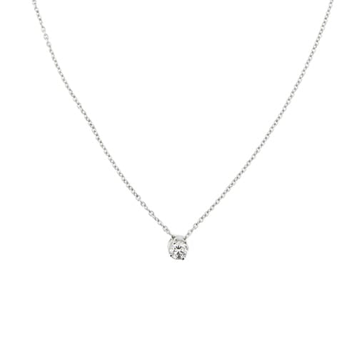Колиe с централен диамант от бяло злато и диамант 0,18 ct 58 Facettes 39236