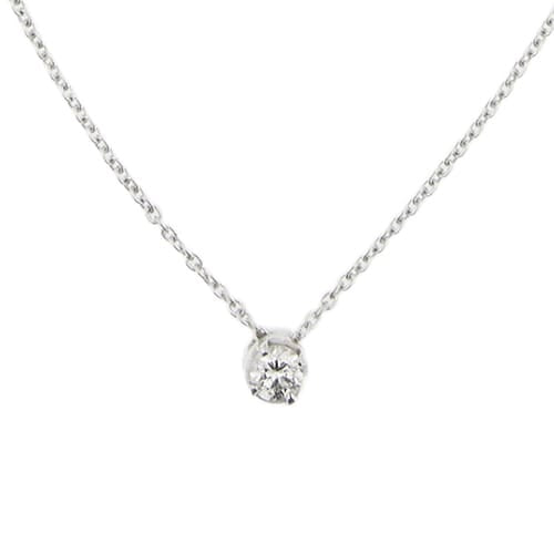 Колиe с централен диамант от бяло злато и диамант 0,18 ct 58 Facettes 39236