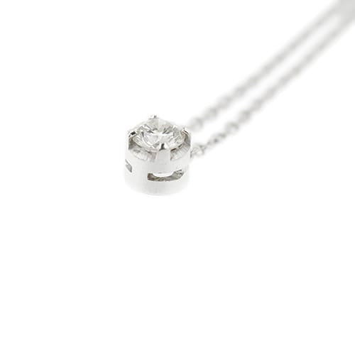 Колиe с централен диамант от бяло злато и диамант 0,18 ct 58 Facettes 39236