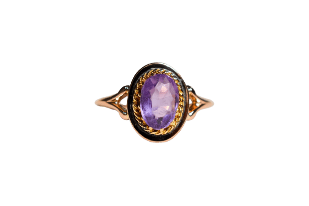 Bague 55 Bague améthyste en or rose 18 carats 58 Facettes Ref3954