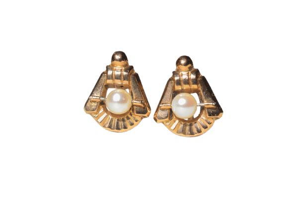 Boucles d'oreilles Art déco - Boucles d'oreilles dormeuses en or jaune et perles 58 Facettes Ref3709
