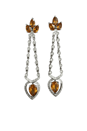 Italian high jewelry - Diamond and topaz earrings 58 Facettes