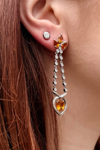 Italian high jewelry - Diamond and topaz earrings 58 Facettes