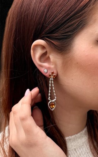 Italian high jewelry - Diamond and topaz earrings 58 Facettes