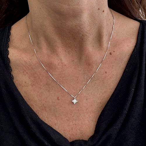 Колиe с централен диамант от бяло злато и диамант 0,24 ct 58 Facettes 39095