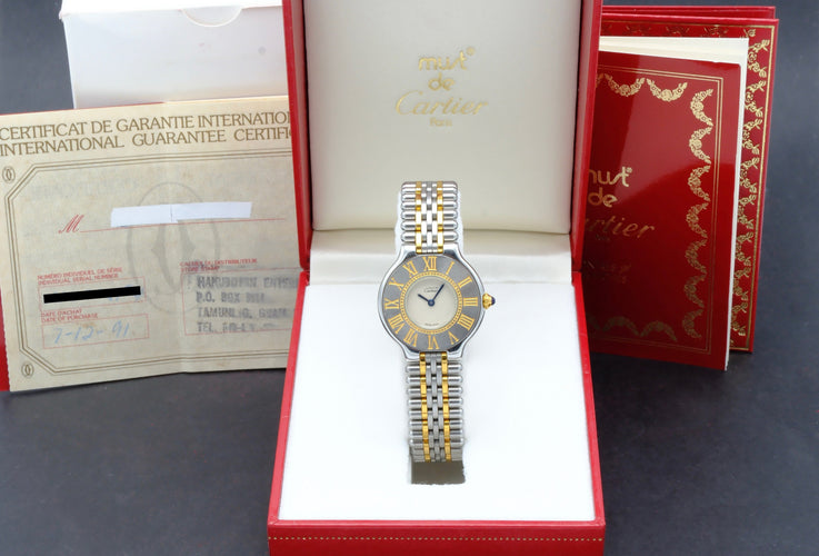 Uhr Cartier 21 Must de Cartier - Quarzuhr aus Gold und Stahl 58 Facettes CRT/MST/012